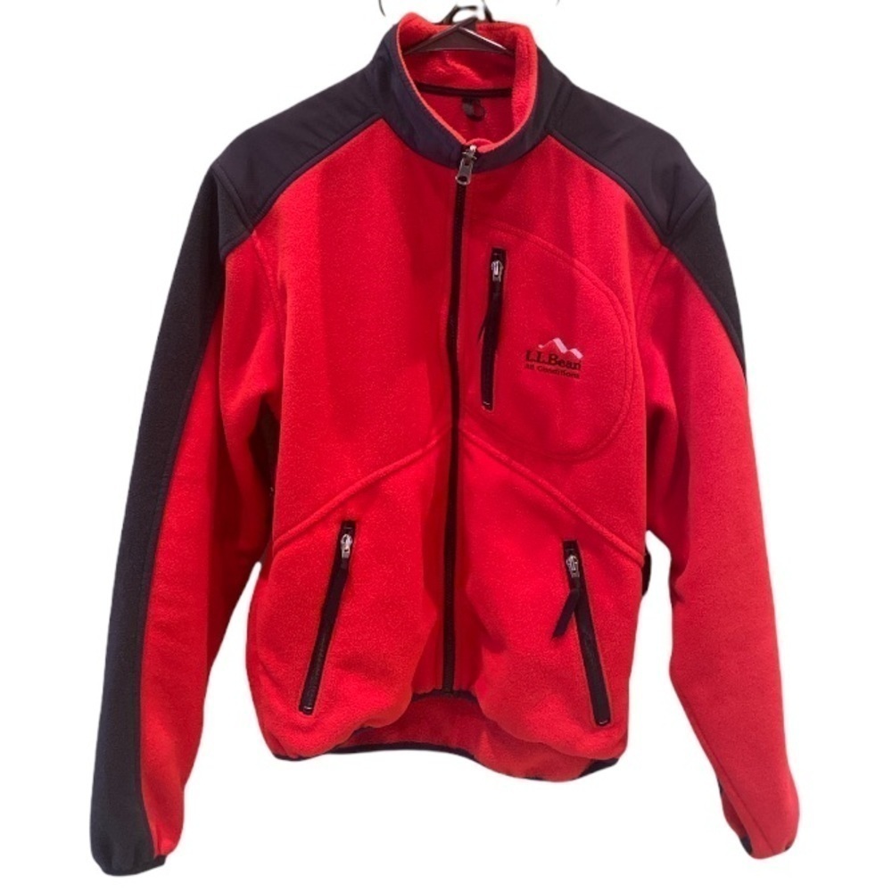 𝅺LL Bean Polartec All Conditions Full Zip Outdoor Fleece lined Jacket Red SZ S